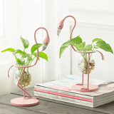 Vase Flamant Rose Hydroponique Scintillant